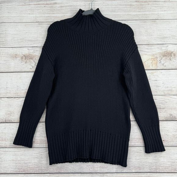 Free People FP Beach Rib Knit Mock Neck Sweater Womens XS Black - Picture 1 of 13